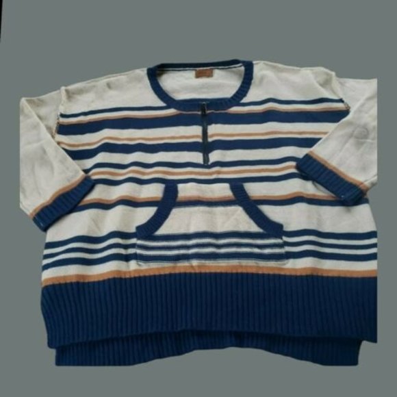 Anthropologie POL Sweater MEDIUM Pullover Boat Nautical Blue Yellow Off White - Picture 2 of 10